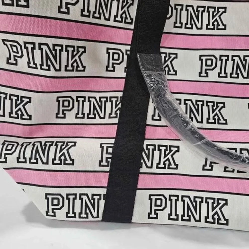 PINK Victoria's secret pink white striped tote bag